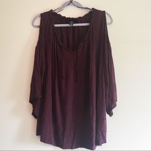 Plum Cold Shoulder Shirt